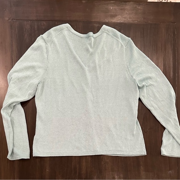 Eileen Fisher Cardigan Light Blue V Neck Size Medium Light knit sweater Spring - Picture 5 of 8
